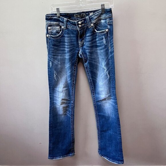 Miss Me Women's‎ Jeans Boot Cut Distressed Embellished- Size 28 - Picture 1 of 8